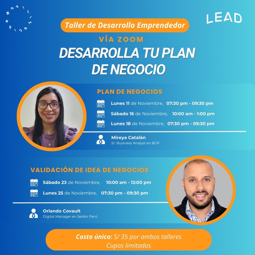 TALLER PLAN DE NEGOCIO - EMPRENDEDORES LEAD